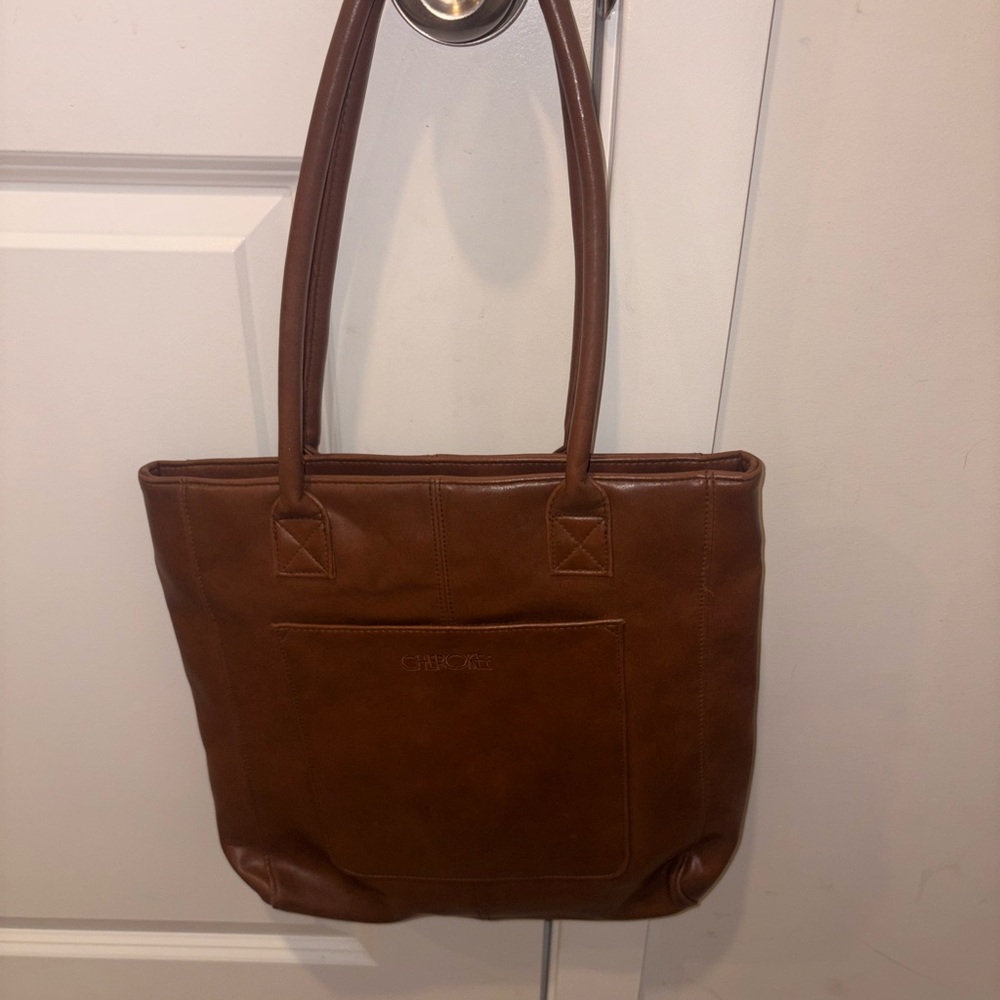 Cherokee Brown Leather Tote with Matte Finish
